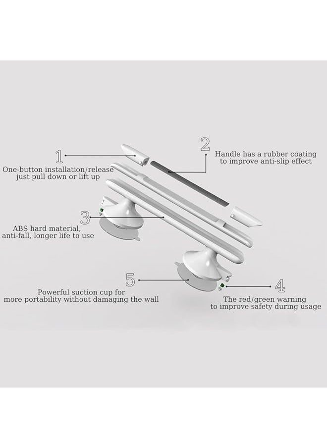 Safety Shower Handle For Elderly, Disabled, Suction Handle, Grab Bar For Bathroom, Shower Holder Bar Without Drilling For Bathtub, Toilet (1pc)