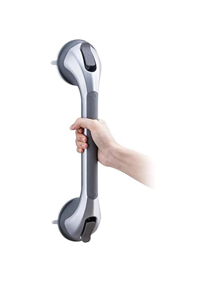 Suction Handle for Bathroom Shower Grab Bars Strong Grip for Disabled, Seniors, Injured, Safety Shower Handle Support Up to 119 kg No Drilling and Removable – Silver