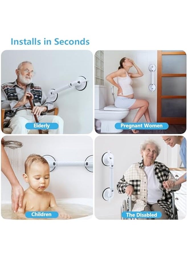 46 cm Suction Cup Shower Bar - Safety Indicator - Handles for Elderly and Disabled - Non-slip Grip - Large and Powerful Suction Cups 12 cm