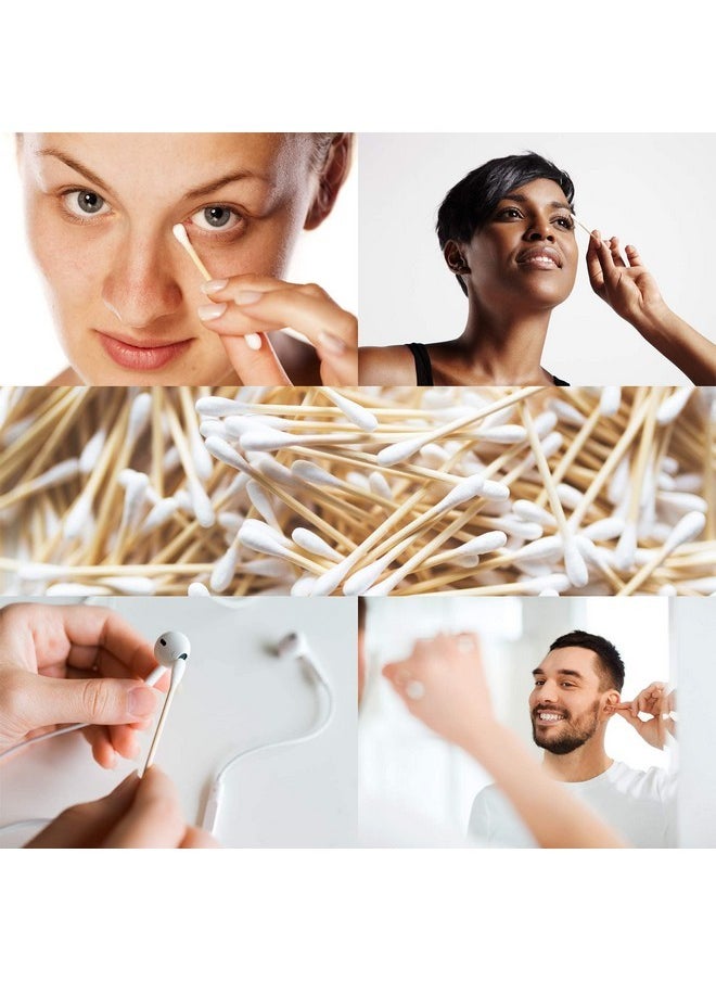 Premium 500 Biodegradable Bamboo Cotton Swabs | Zero Waste Disposable Products | Compostable Q Tips For Ears | Plastic Free Makeup Swab | Safety Wooden Ear Sticks | Eco Friendly Eye Cleaning Utensils