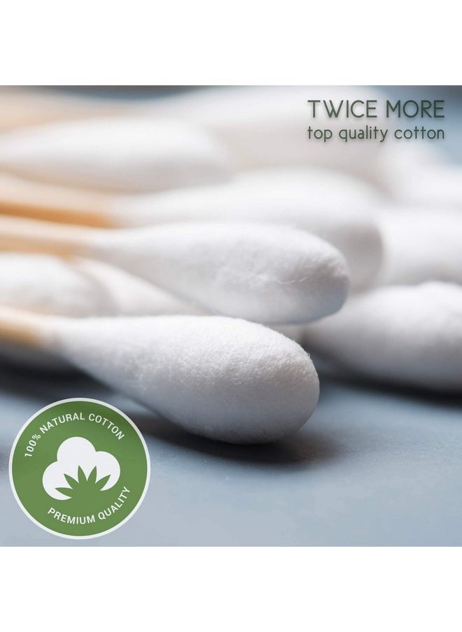 Premium 500 Biodegradable Bamboo Cotton Swabs | Zero Waste Disposable Products | Compostable Q Tips For Ears | Plastic Free Makeup Swab | Safety Wooden Ear Sticks | Eco Friendly Eye Cleaning Utensils