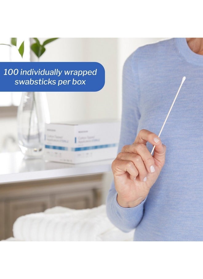 Cotton-Tipped Applicator Swabstick, Sterile, Wood Shaft, 6 In, 1 Count, 100 Packs, 100 Total