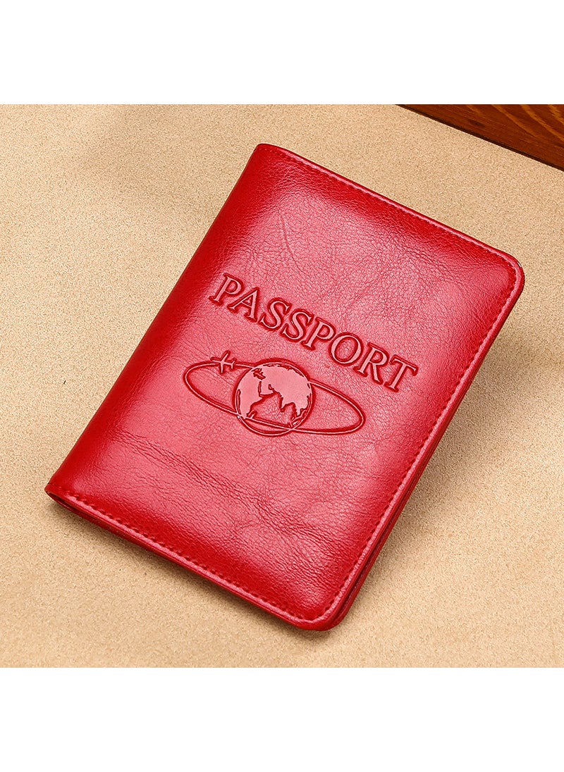 QingYu RFID Leather Passport HolderRed [64 grain Two layer cowhide]] Red [64 grain Two layer cowhide]]