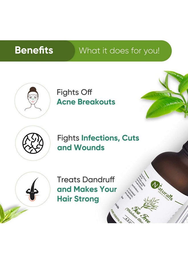 Essence Of Nature Tea Tree Essential Oil, For Acne, Pimples, Scars, Skin, Face, Hair Care & Anti-Dandruff - 120Ml