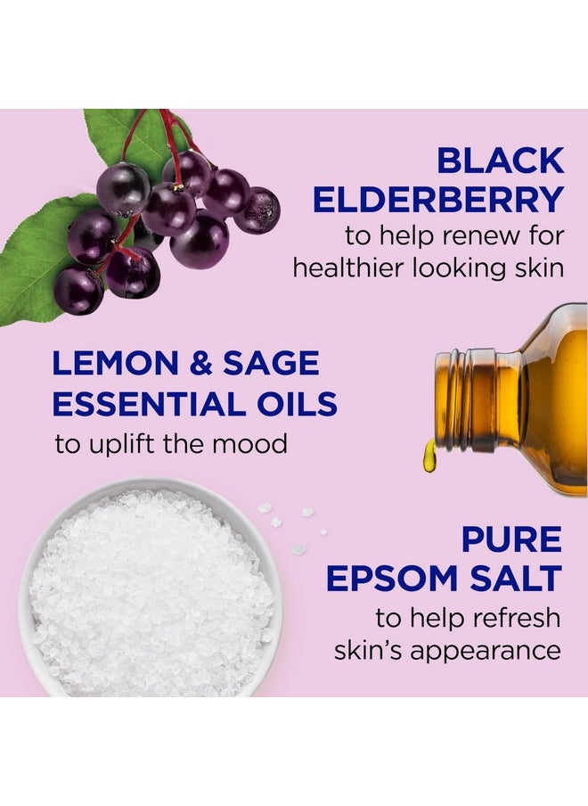 Foaming Bath With Pure Epsom Salt, Black Elderberry With Vitamin D, 34 Fl Oz (Pack Of 4) (Packaging May Vary)