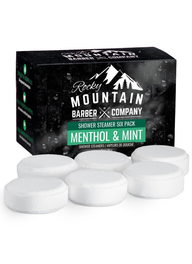 S For Men - 6 Pack By Rocky Mountain Barber Company - 2 Oz Shower Steamers - Handmade In The Usa With Menthol, Peppermint & Eucalyptus