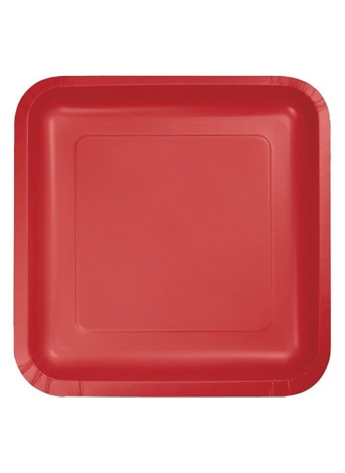 Touch of Color Square Paper Dessert Plates, 180-Count, Classic Red