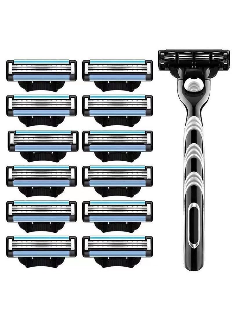 In stock free shipping 3-layer razor blade men's manual razor razor blade stainless steel old-fashioned razor head