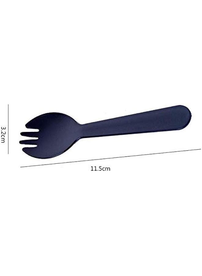 100Pcs Medium-Weight Cutlery Spork Disposable Plastic Spork (Black)