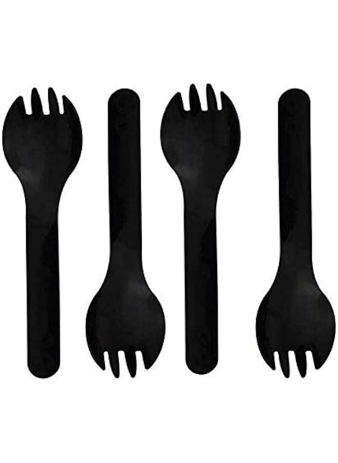 100Pcs Medium-Weight Cutlery Spork Disposable Plastic Spork (Black)