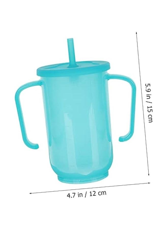 2pcs Drinking Cup for Disabled Patient Adult Sippy Cups Liquid Diet Feeding Mug Old People Hospital Cup with Lid and Straw Spill Proof Cups for Adults Patient Sippy Mug