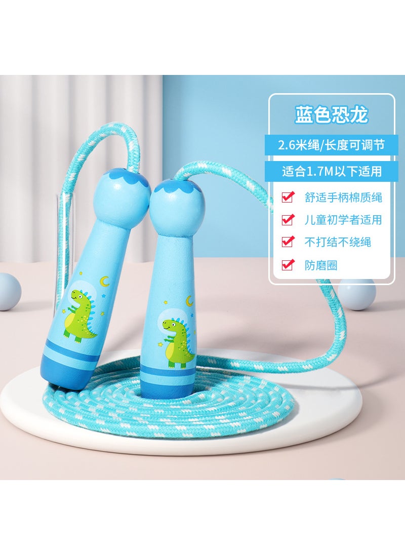 Childrens Rope Skipping Boys and Girls Primary School Students Kindergarten Sporting Goods Beginners Pushcard Adjustable Rope Skipping Wooden Toys Blue Dinosaur