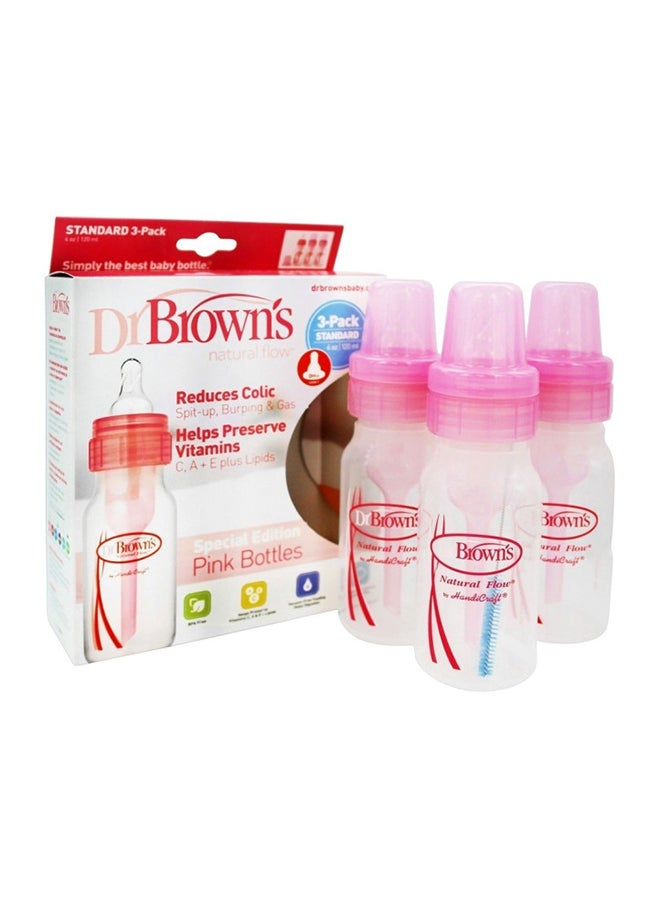 Baby Bottle, 4 Ounce, 3-Count - Pink