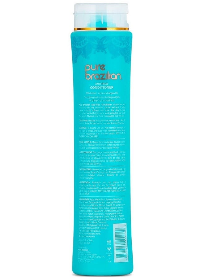 Anti-Frizz Daily Conditioner With Keratin And Acai, Smoothing And Strengthening Complex For Shinier Hair Without Frizz, Pack Of 2, 13.5 Oz