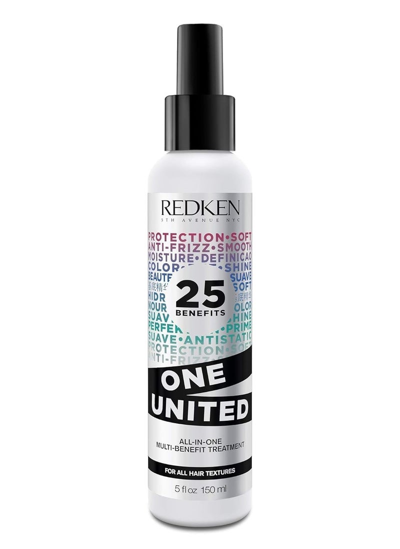 Redken One United Leave In Conditioner | Multi-Benefit Hair Treatment | Detangles, Nourishes, & Smooths Frizz | Heat Protection Spray for Blow Dry & Styling | For All Hair Types | Paraben Free