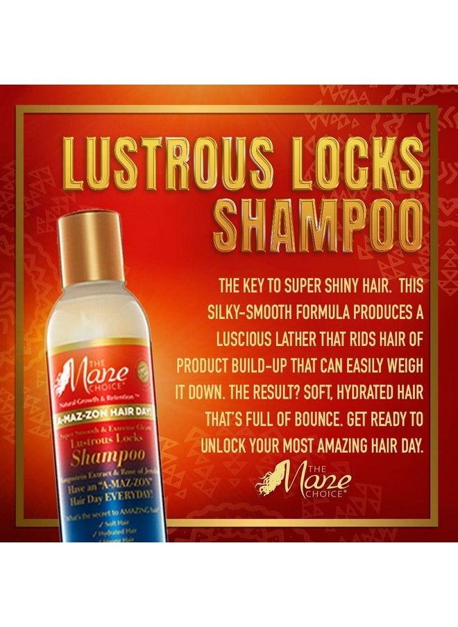 A-Maz-Zon Hair Day - Lustrous Locks Shampoo - Hydrates And Softens Leaving Hair Shiny And Bouncy - Infused With Biotin, Rose Of Jerico, Amla Oil, Vitamins C,D,E (8 Oz)