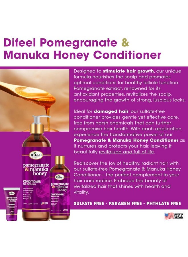 Pomegranate & Manuka Honey Shampoo & Conditioner 4-Pc Set - Includes 33.8Oz Shampoo, 33.8Oz Conditioner, 8Oz Leave In Spray And 7.1Oz Hair Oil