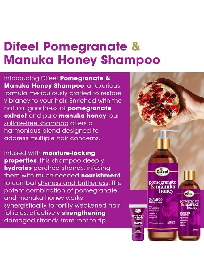 Pomegranate & Manuka Honey Shampoo & Conditioner 4-Pc Set - Includes 33.8Oz Shampoo, 33.8Oz Conditioner, 8Oz Leave In Spray And 7.1Oz Hair Oil