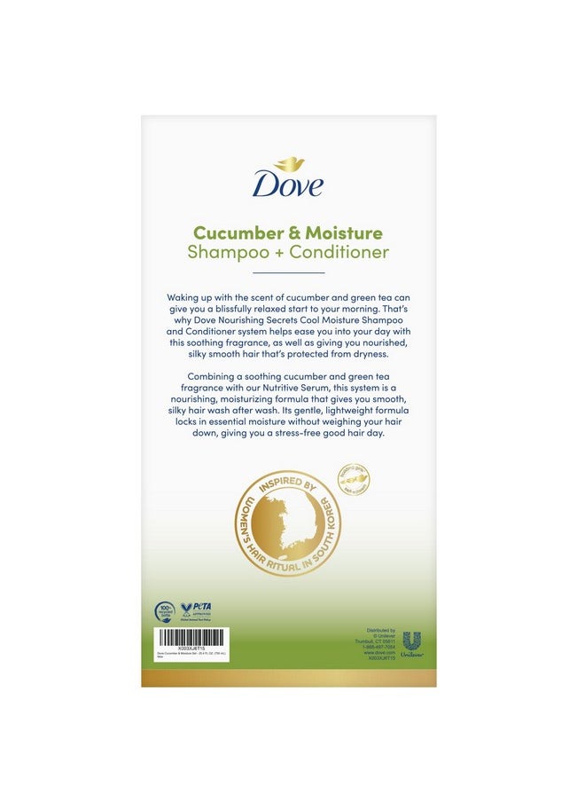 Cool Moisture Cucumber Hydrating Shampoo And Conditioner Set - 2 Piece Set, 25.4 Fl Oz (2 X 12.7 Fl Oz) With Coconut & Marula Oil, And Grapeseed Oil For Dry Hair Care