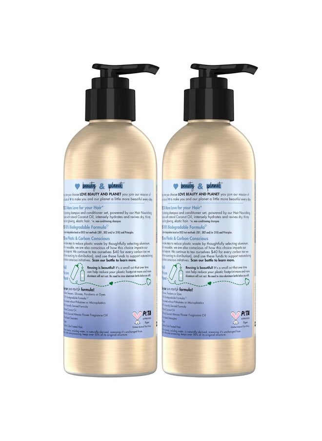 Love Beauty Planet Shampoo And Conditioner, Coconut Oil & Vegan Collagen, Ultra Deep Hydration - Sulfate-Free Shampoo And Conditioner For Damaged, Dry Hair, Scented, 10.5 Oz (2 Piece Set)