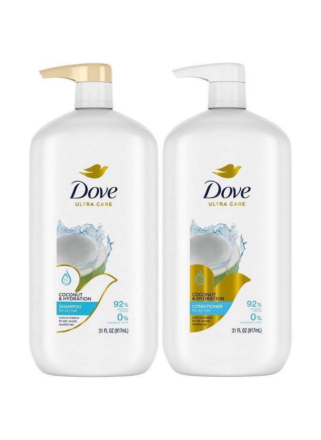 Shampoo And Conditioner Set, Coconut & Hydration, Family Size - Moisturizing Hair Products For Dry Hair, Coconut Water & Sweet Lime Scent, 31 Oz Ea