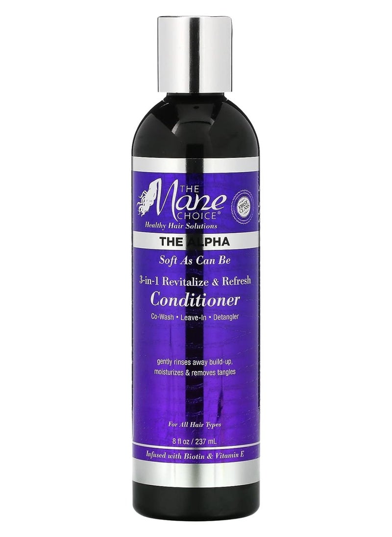 The Mane Choice - Soft As Can Be Revitalize & Refresh 3-in-1 Co-Wash, Leave In, Detangler (8 ounces / 230 Milliliters) - Multi-Action Hair Treatment Conditioner for Curly, Wavy, and Kinky Hair