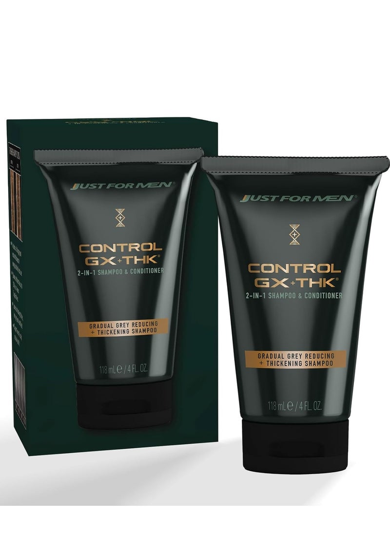 Just for Men Control GX + THK Thickening Shampoo and Conditioner with Grey Reduction, Shampoo for Thinning Hair with Alpha Keratin, Thickens Hair Up to 20%, Works with Every Hair Texture, 4 oz