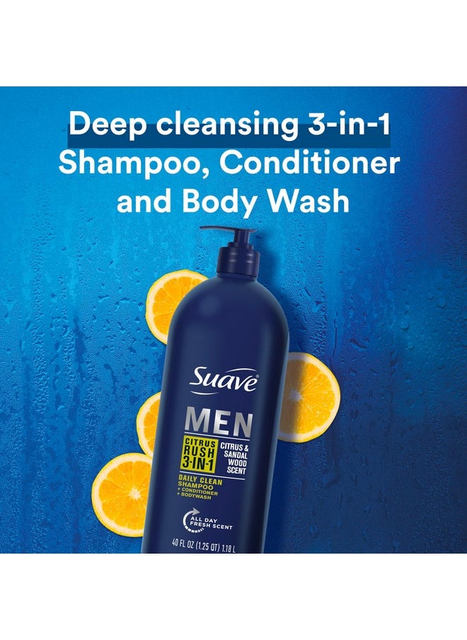 Shampoo Conditioner Bodywash Men 3 In 1 Citrus & Sandal Wood To Cleanse And Nourish Hair And Skin, 40 Oz Pack Of 3