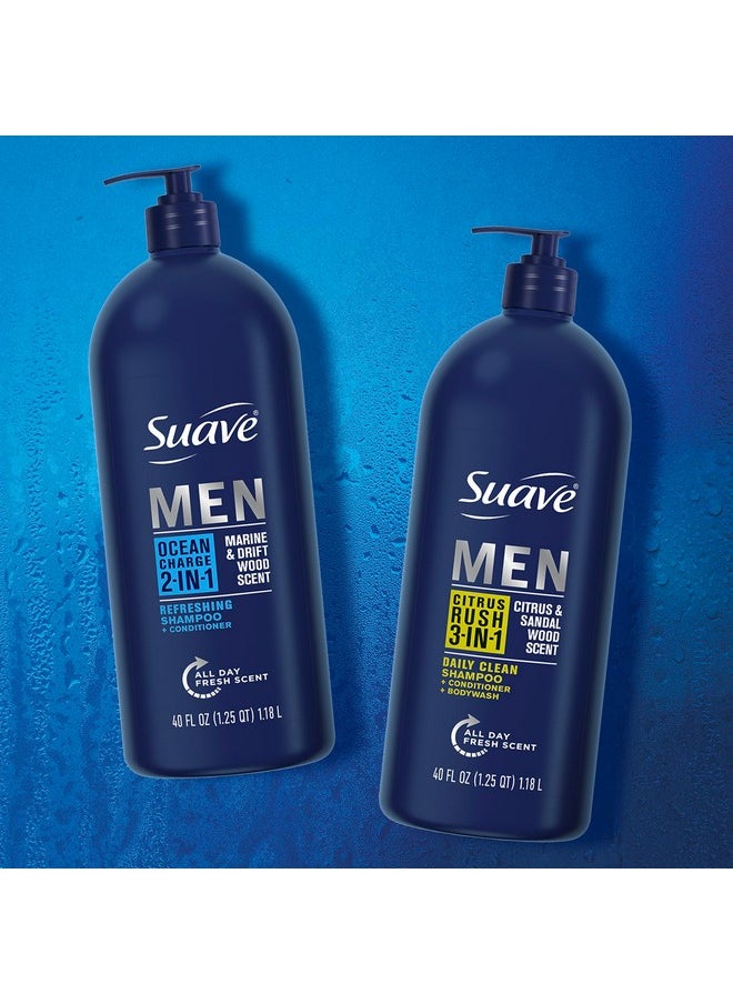 Shampoo Conditioner Bodywash Men 3 In 1 Citrus & Sandal Wood To Cleanse And Nourish Hair And Skin, 40 Oz Pack Of 3