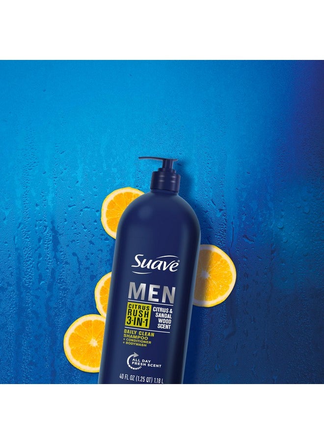 Shampoo Conditioner Bodywash Men 3 In 1 Citrus & Sandal Wood To Cleanse And Nourish Hair And Skin, 40 Oz Pack Of 3