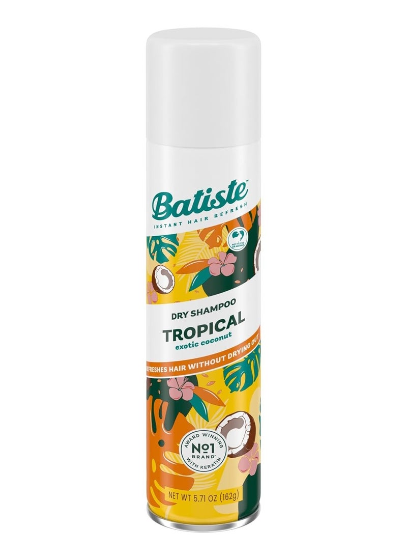 Batiste Dry Shampoo, Tropical Fragrance, Refresh Hair and Absorb Oil Between Washes, Waterless Shampoo for Added Hair Texture and Body, 5.71 oz Dry Shampoo Bottle