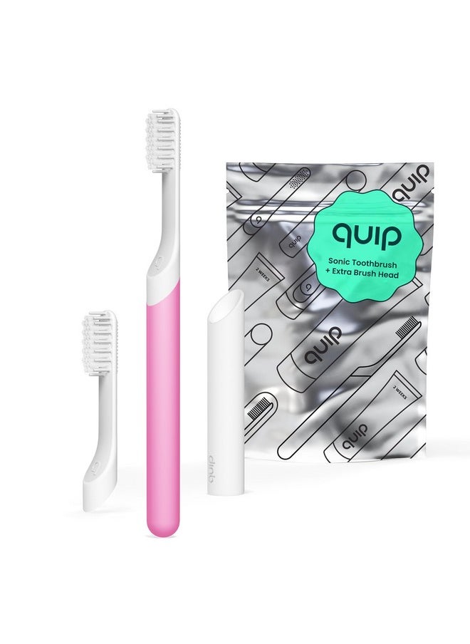 Sonic Toothbrush For Adults With Timer - Includes Extra Brush Head And Travel Cover Mount - Electric, Soft Bristle Refill Head, Plastic Handle, 3 Month Battery Life - Travel Toothbrush - Magenta