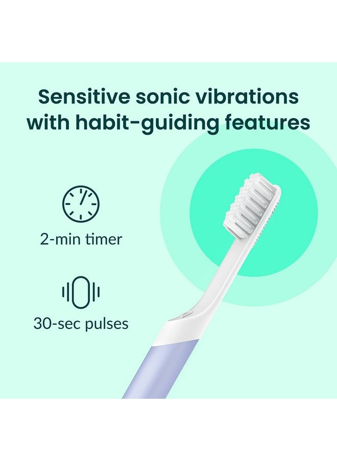 Sonic Toothbrush For Adults With Timer - Includes Extra Brush Head And Travel Cover Mount - Electric, Soft Bristle Refill Head, Plastic Handle, 3 Month Battery Life - Travel Toothbrush - Lavender