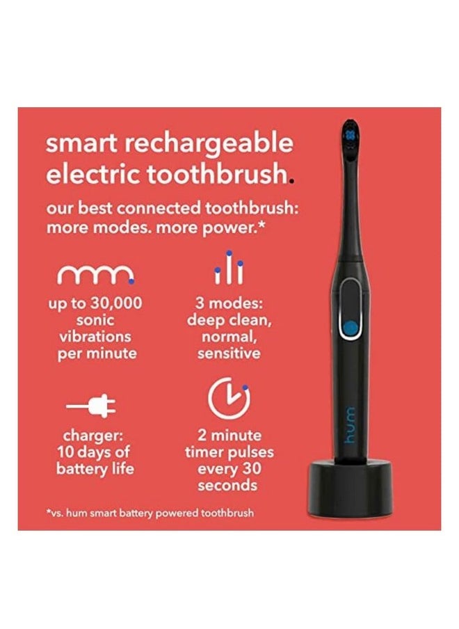 Electric Toothbrush With Timer, Rechargeable Battery, Soft Head, Corded Electric, Black, Unisex-Kids