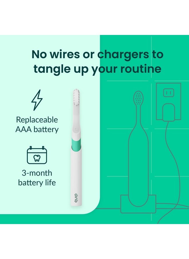 Sonic Toothbrush For Adults With Timer - Includes Extra Brush Head And Travel Cover Mount - Electric, Soft Bristle Refill Head, Plastic Handle, 3 Month Battery Life - Travel Toothbrush - Green