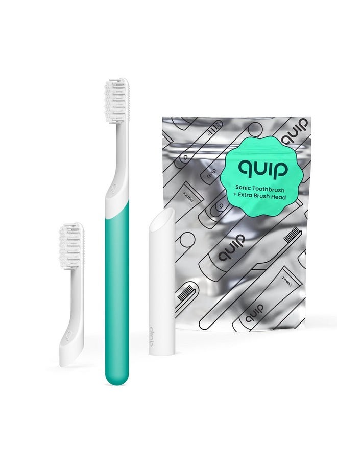 Sonic Toothbrush For Adults With Timer - Includes Extra Brush Head And Travel Cover Mount - Electric, Soft Bristle Refill Head, Plastic Handle, 3 Month Battery Life - Travel Toothbrush - Green