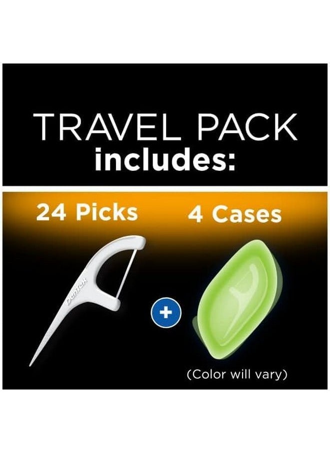 Floss Picks & Travel Case For On-The-Go, 4 Travel Cases With 6 Floss Picks Each, (Pack Of 4)