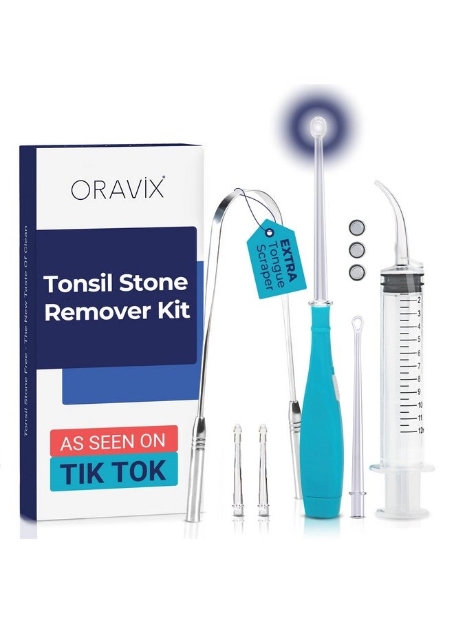 Tonsil Stone Remover - Tonsil Stone Removal Kit - Tonsillolith Remover Tool - Tonsil Cleaner - Fight Bad Breath - Tonsil Stone Removal Tool - Oral Irrigator - Tongue Scraper - 7 Pieces