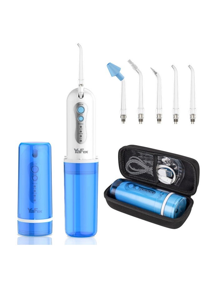 Water Dental Flosser Cordless For Teeth: Portable Oral Irrigator Rechargeable Collapsible Travel Teeth Cleaner With Case, 4 Modes With Diy, 5 Jet Tips, Ipx7 Waterproof For Teeth Cleaning