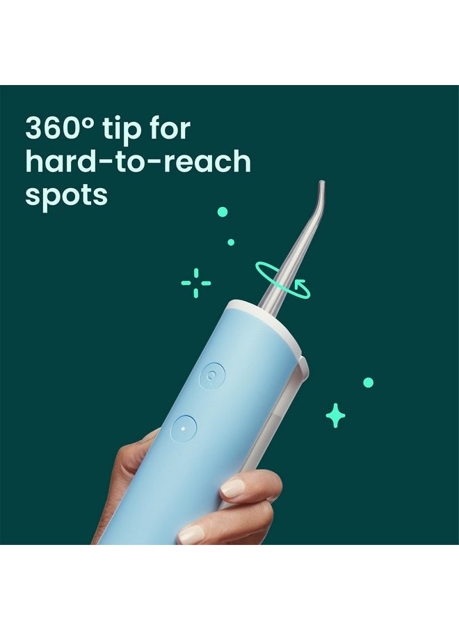 Water Flosser With Replacement Tip - Cordless Water Flosser With Adjustable Pressure - Teeth Cleaner Pick With 360 Degree Rotating Replaceable Tip, Rechargeable Water Dental Pick - Sky Blue