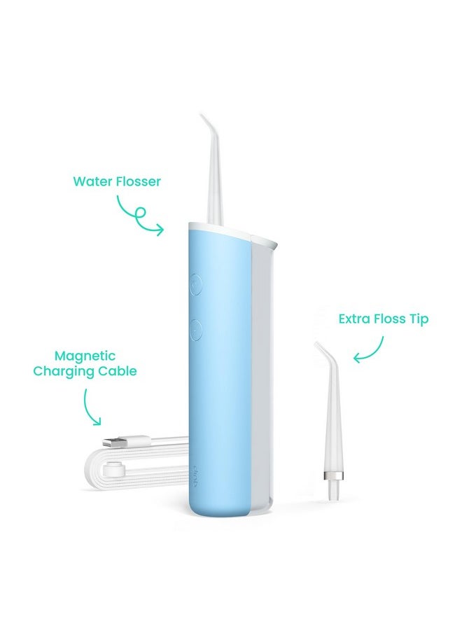 Water Flosser With Replacement Tip - Cordless Water Flosser With Adjustable Pressure - Teeth Cleaner Pick With 360 Degree Rotating Replaceable Tip, Rechargeable Water Dental Pick - Sky Blue