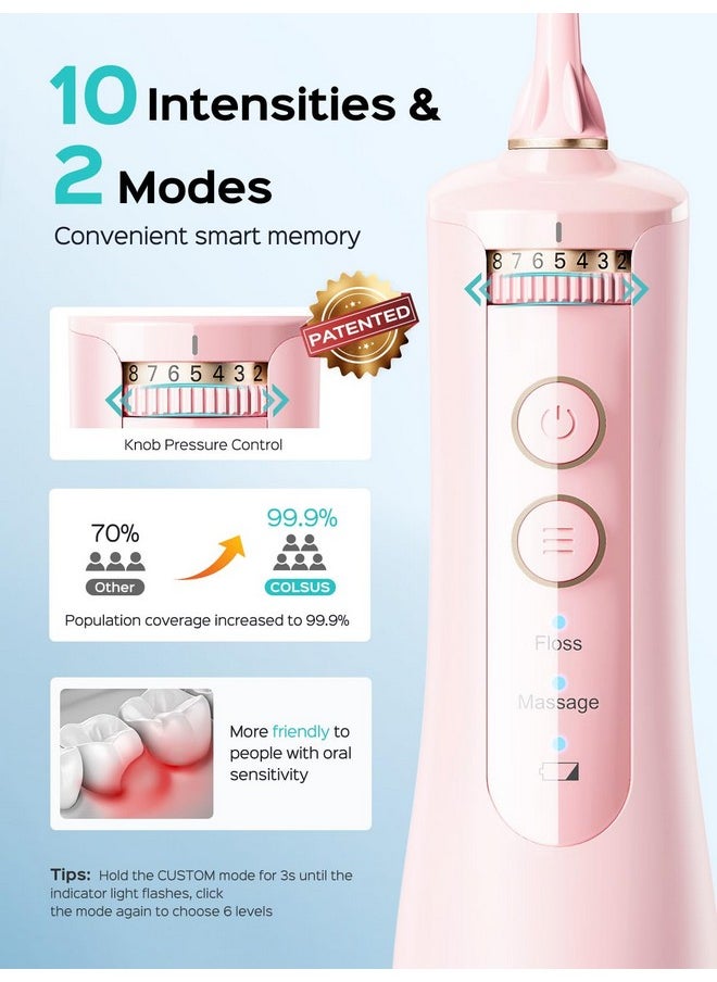 Water Dental Flosser Teeth Pick : Portable Cordless Waterproof Rechargeable Oral Irrigator, 10 Settings, 300Oz Large Reservoir, Electric Flossing Cleaner Deep Cleaning Tooth For Travel Home