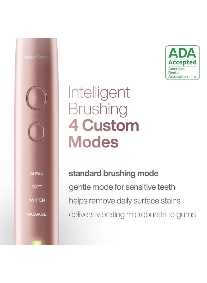 Vibe Series Ultra-Whitening Toothbrush - Ada Accepted Electric Toothbrush - 8 Brush Heads & Travel Case - 40,000 Vpm Motor & Wireless Charging - 4 Modes W Smart Timer - Satin Rose Gold