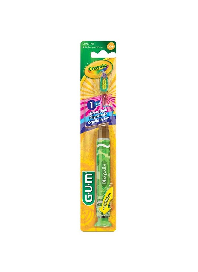 Crayola Timer Light Toothbrush For Kids, Soft Bristles, Suction Cup Base, Children & Toddler Toothbrush 3 Year Old + 1Ct