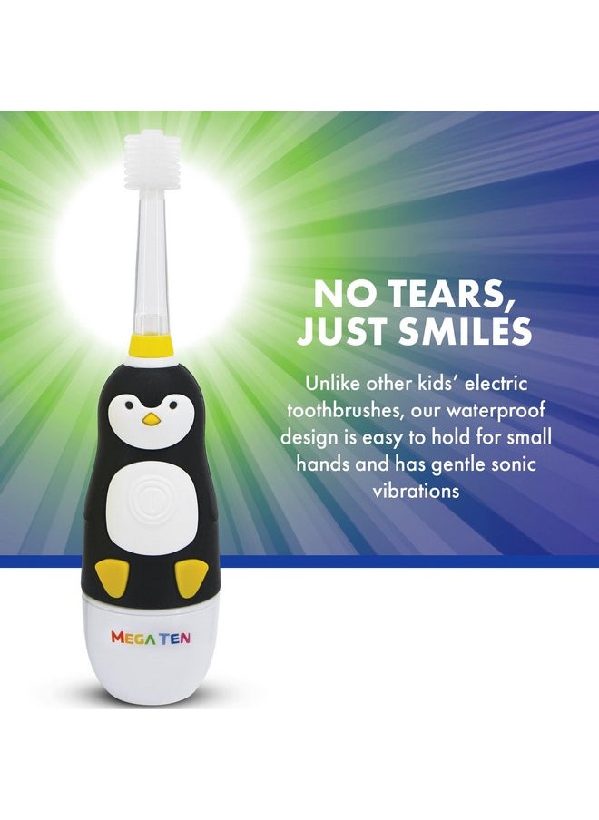 Oral Care Kids Sonic Electric Toothbrush With Soft Bristles, Round Brush Head, Led Light, And Timer, For Children Ages 3+, Penguin