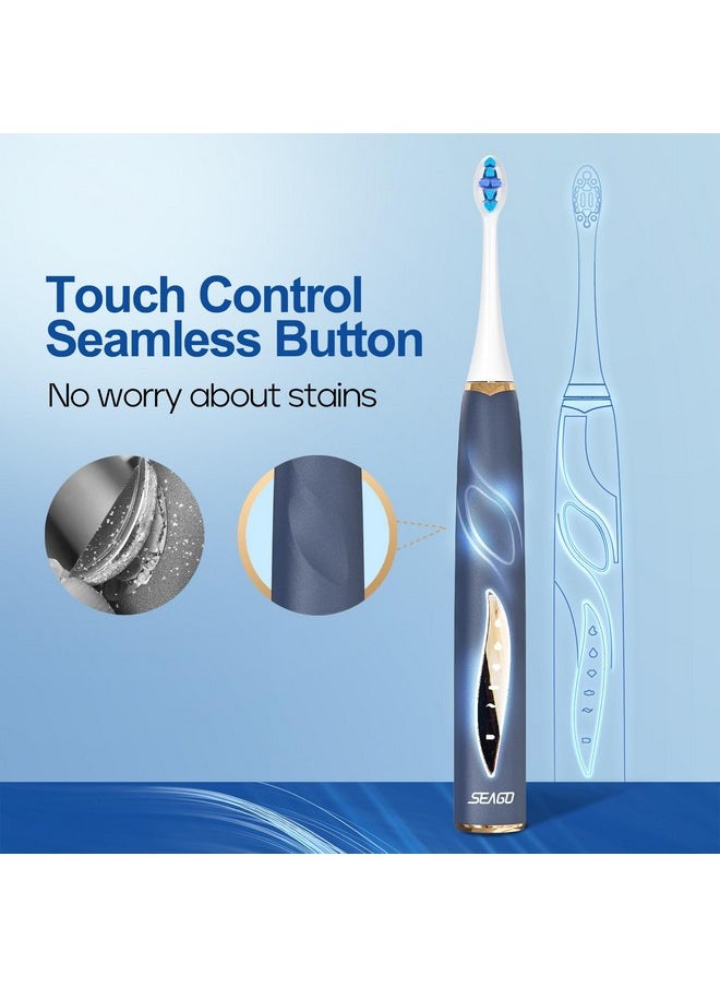 Electric Toothbrushes For Adults, Rechargeable Toothbrushes With 8 Brush Heads,5 Modes, Toothbrush With Pressure Sensor, Ultrasonic Toothbrush,Sg-2753(Blue)