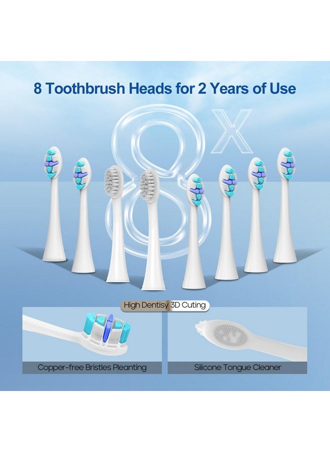 Electric Toothbrushes For Adults, Rechargeable Toothbrushes With 8 Brush Heads,5 Modes, Toothbrush With Pressure Sensor, Ultrasonic Toothbrush,Sg-2753(Blue)