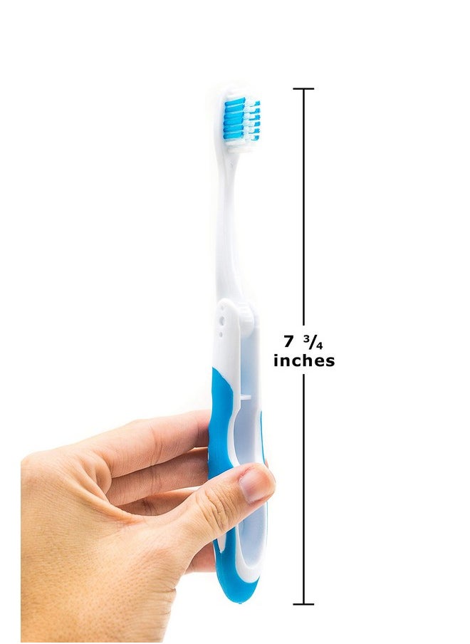 Travel Toothbrush, On The Go Folding Feature, Medium Bristle Brushes (3 Pack Medium-Multicolor)