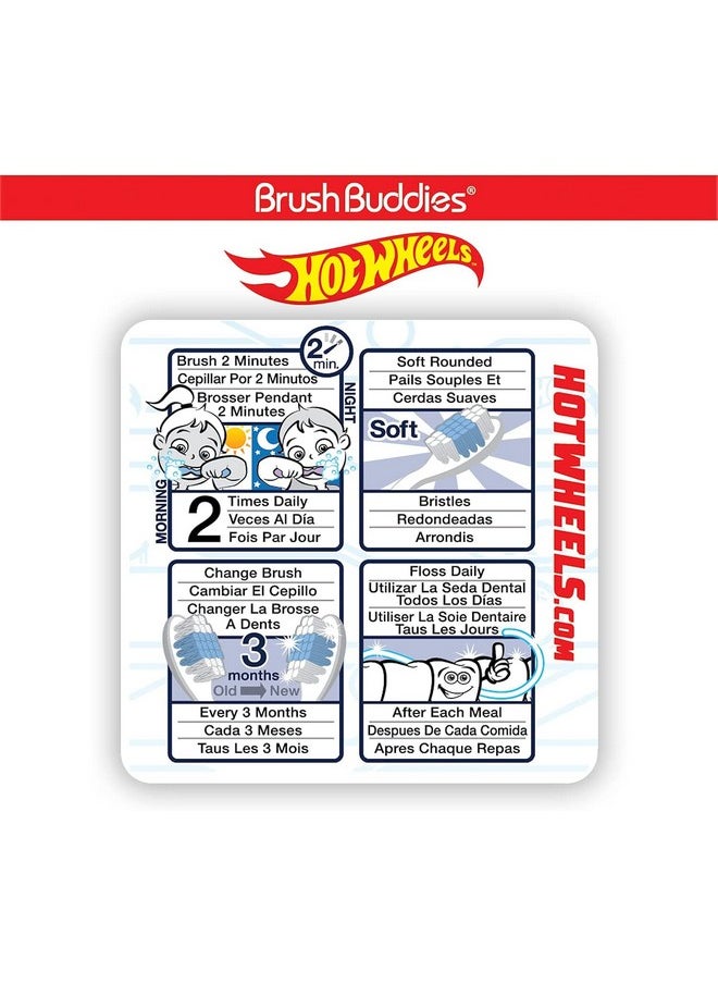 6-Pack Hot Wheels Toothbrush For Kids, Kids Battery Powered Toothbrushes, Toothbrush Pack, Soft Bristle Toothbrushes For Kids, Toddler Toothbrush Ages 2-4, Multicolor