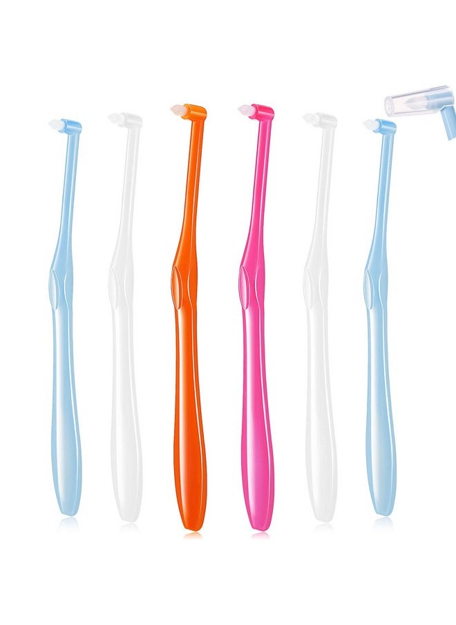 6 Pieces End Tuft Toothbrush Soft Interdental Brushes Tooth Stain Remover Trim Toothbrush Single Brush For Implants Teeth Detail Cleaning Supplies(Bright Colors)